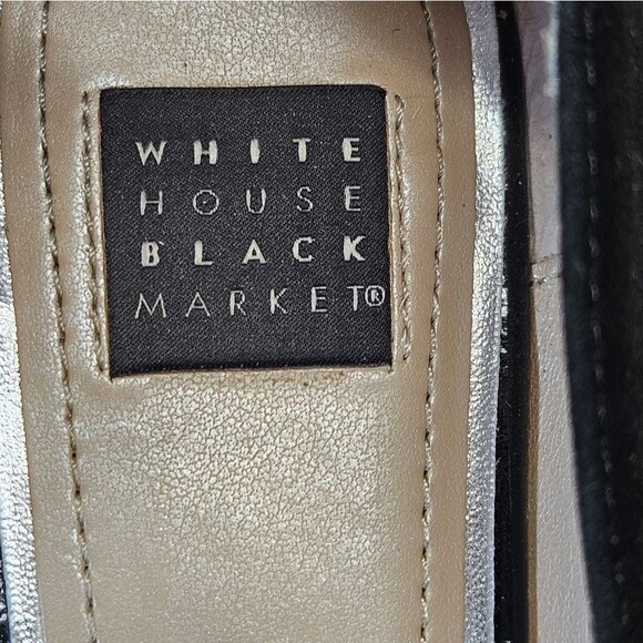 White House Black Market Christine Check Suede Silver Heel Classic Slip On Flats - Picture 4 of 11